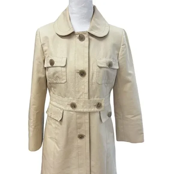 RARE Y2K J.Crew SAMPLE Tailored Trench Coat Classic Khaki Belted Pre-Production - Picture 4 of 16